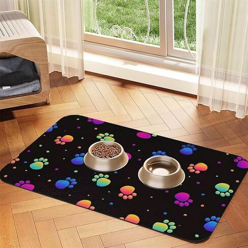 1Pc Foot Print Pet Feeding Mat - Absorbent Easy Clean Food Bowl Mat for Kitty and Puppy Mealtime 11.8x15.7in（AB-006） in Saudi Arabia