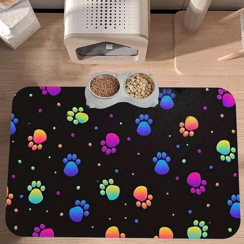 1Pc Foot Print Pet Feeding Mat - Absorbent Easy Clean Food Bowl Mat for Kitty and Puppy Mealtime 11.8x15.7in（AB-006） in Saudi Arabia