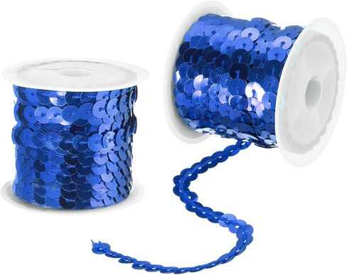 MECCANIXITY قطعتان 5 ياردات × 0.24 بوصة 6 مم شريط ترتر مسطح من قماش الترتر بالليزر Paillette Spangle الترتر للحرف اليدوية DIY هامش الخياطة باللون الأخضر in Kuwait