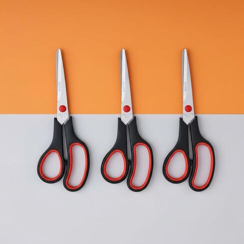 3PCS Stainless Steel Scissors With Comfortable Grip, Ambidextrous Multi Purpose Design for Office, Kitchen, Crafts and DIY Projects, 3PCS in Saudi Arabia