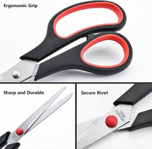 3PCS Stainless Steel Scissors With Comfortable Grip, Ambidextrous Multi Purpose Design for Office, Kitchen, Crafts and DIY Projects, 3PCS in Saudi Arabia