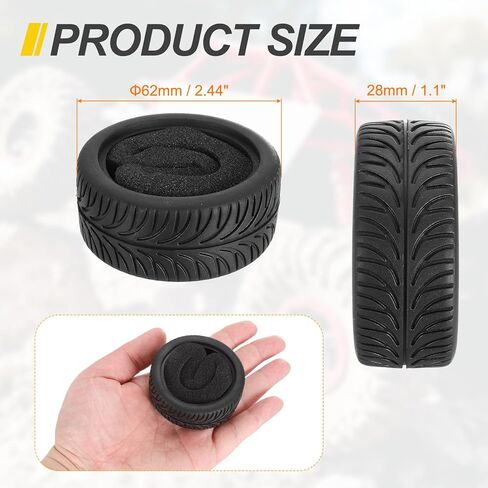 MECCANIXITY 2 Pcs RC 1/10 on Road Car Tire, Rubber Super Soft Tyre Racing Drift Tires with Foam Insert for RC 1:10 HPS TT01 Touring Drift Car Wheel Rim Upgrades V-Shaped Pattern in Saudi Arabia