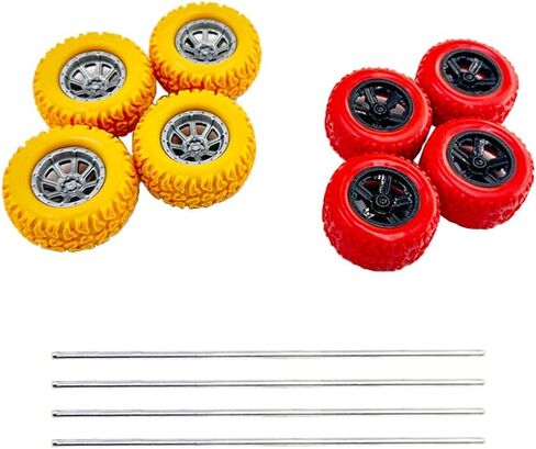 8PCS Toy Car Wheel RC Car Rubber Tire Wheels with Shaft Round Rod Axles for RC Car Truck Robot DIY Model Toy Building Parts (Style 3) in Saudi Arabia