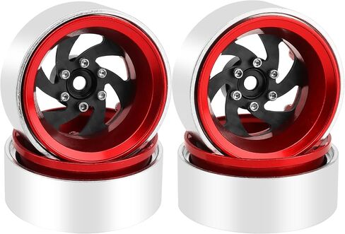 ModuWheel 1.3" Negative Offset Aluminum + Carbon Fiber Base Beadlock Wheels for 1/24 1/18 SCX24 TRX4m Ascent-18 RC Crawler (red) in Saudi Arabia