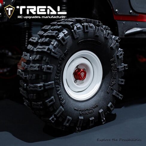 TREAL 1.9" CNC Machined Retro-Style Vintage Wagon Beadlock Wheels for 1:10 Scale RC Crawlers-VTE20(White) in Saudi Arabia