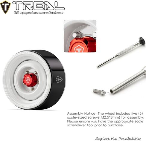 TREAL 1.9" CNC Machined Retro-Style Vintage Wagon Beadlock Wheels for 1:10 Scale RC Crawlers-VTE20(White) in Saudi Arabia