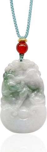 قلادة زودياك من اليشم مصنوعة يدويًا، قلادة زودياك من اليشم باللون الأخضر الفاتح رائعة. in Kuwait