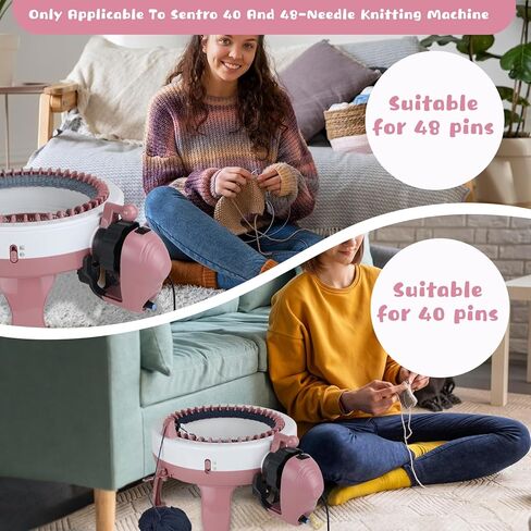 Knitting Machine Adapter with Yarn Holder, Electric Knitting Machines Adapter for Sentro Knitting Machine 40 & 48 Needle, Speed Control & Reverse Knitting (Pink+Yarn Holder) in Saudi Arabia