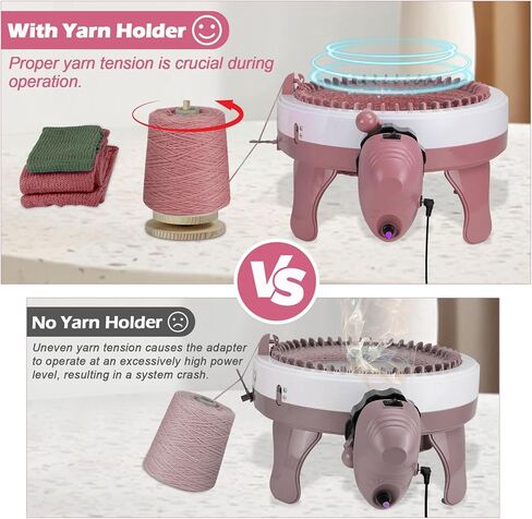 Knitting Machine Adapter with Yarn Holder, Electric Knitting Machines Adapter for Sentro Knitting Machine 40 & 48 Needle, Speed Control & Reverse Knitting (Pink+Yarn Holder) in Saudi Arabia
