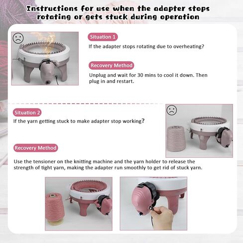 Knitting Machine Adapter with Yarn Holder, Electric Knitting Machines Adapter for Sentro Knitting Machine 40 & 48 Needle, Speed Control & Reverse Knitting (Pink+Yarn Holder) in Saudi Arabia