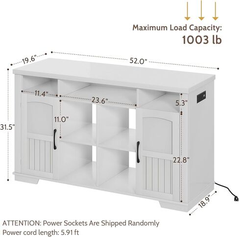 55-75 Gallon Fish Tank Stand with Power Outlet, Farmhouse 75 Gallon Aquarium Stand with Cabinet for Fish Tank Accessories Storage, Shelf, for Turtle Tank, Reptile Terrarium, 1000 LBS (White) in Saudi Arabia