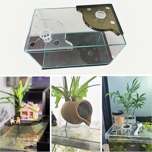 Clear Aquarium Corner Shelf, Triangular Fish Tank Plant Holder Stand with Plant Basket - Aquatic Planter & Organizer for Fish Tank Tools/Decorations in Saudi Arabia