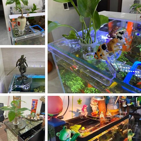 Clear Aquarium Corner Shelf, Triangular Fish Tank Plant Holder Stand with Plant Basket - Aquatic Planter & Organizer for Fish Tank Tools/Decorations in Saudi Arabia