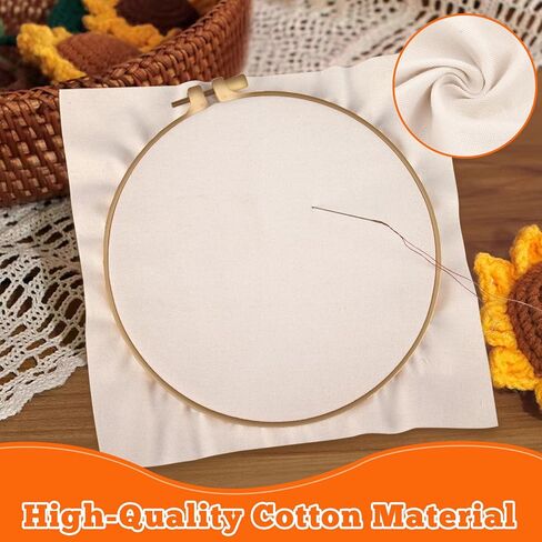 10 PCS Embroidery Fabric, Pre-Cut Beige Natural Cotton Embroidery Cloth Fabric, Embroidery Cloth Squares for Embroidery Garment Craft (5.9 × 5.9 Inch) in Kuwait
