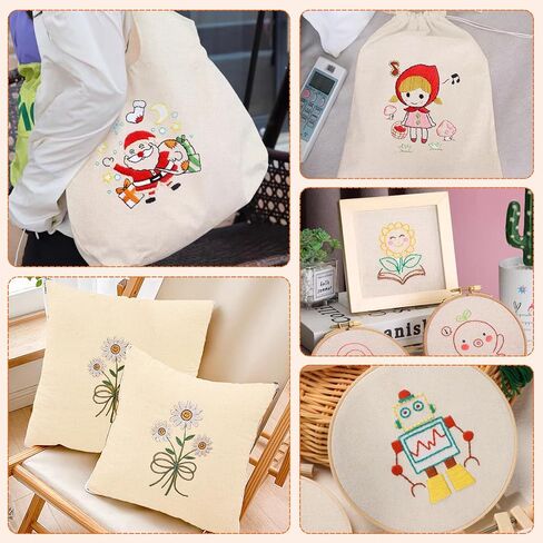 10 PCS Embroidery Fabric, Pre-Cut Beige Natural Cotton Embroidery Cloth Fabric, Embroidery Cloth Squares for Embroidery Garment Craft (5.9 × 5.9 Inch) in Kuwait
