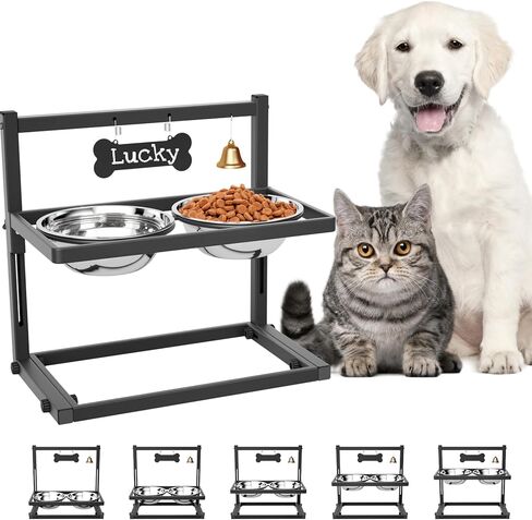 أوعية مرتفعة للكلاب الكبيرة جدًا والكبيرة، حامل تغذية مرتفع بطول 40.64 سم مع أوعية من الفولاذ المقاوم للصدأ سعة 2 × 3000 مل ومغذية بطيئة، مجموعة أوعية طعام وماء للكلاب شديدة التحمل in Kuwait