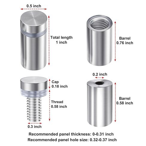 Standoff Screws 1/2 x 1 Inch 20 Pack Sign Standoffs Stainless Steel Stand Off Wall Mounts Sign Mounting Hardware for Acrylic Signs Advertising Screws Silver 0.5" x 1" in Saudi Arabia