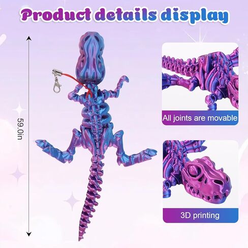 3D Printed Articulated Dinosaur Skeleton Figure Poseable Desk Display Model For Shelf Table Home Decoration in Saudi Arabia