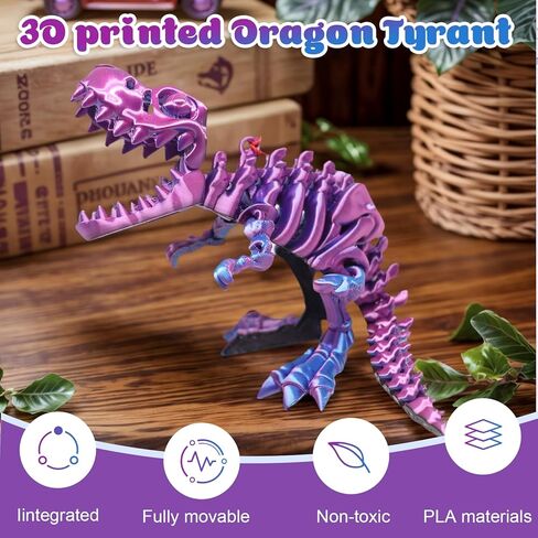 3D Printed Articulated Dinosaur Skeleton Figure Poseable Desk Display Model For Shelf Table Home Decoration in Saudi Arabia