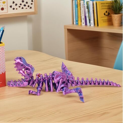 3D Printed Articulated Dinosaur Skeleton Figure Poseable Desk Display Model For Shelf Table Home Decoration in Saudi Arabia