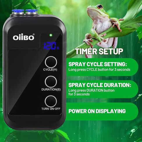 Oiibo Reptile Mister، نظام رش الغابات المطيرة المرطب للزواحف مع فوهات رش قابلة للتعديل، نظام رذاذ أوتوماتيكي صغير للبرمائيات الزواحف in Kuwait
