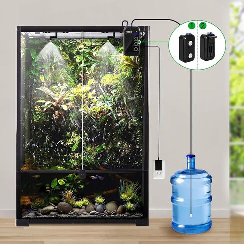 Oiibo Reptile Mister، نظام رش الغابات المطيرة المرطب للزواحف مع فوهات رش قابلة للتعديل، نظام رذاذ أوتوماتيكي صغير للبرمائيات الزواحف in Kuwait