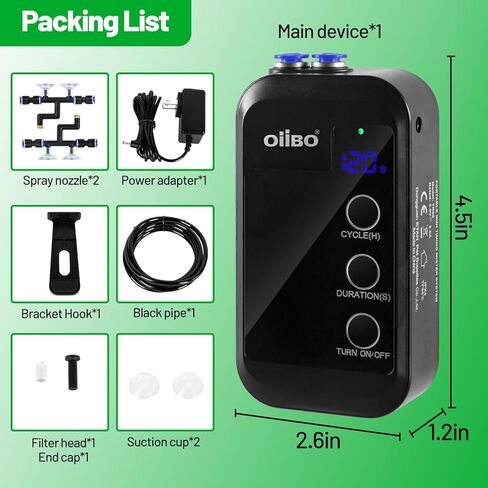 Oiibo Reptile Mister، نظام رش الغابات المطيرة المرطب للزواحف مع فوهات رش قابلة للتعديل، نظام رذاذ أوتوماتيكي صغير للبرمائيات الزواحف in Kuwait