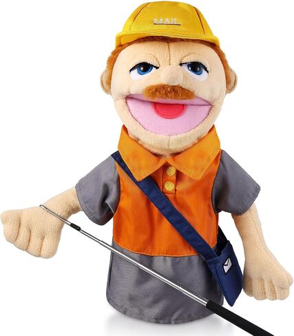 Role Play Hand Puppets Plush with Control Rod Chef Doctor Fireman Pirate Detective Athlete Nurse Worker Hand Puppet Toys for Kids Storytelling Imaginative Pretend Play Teaching Preschool(Postman) in Kuwait