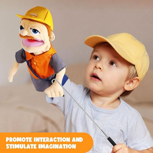 Role Play Hand Puppets Plush with Control Rod Chef Doctor Fireman Pirate Detective Athlete Nurse Worker Hand Puppet Toys for Kids Storytelling Imaginative Pretend Play Teaching Preschool(Postman) in Kuwait