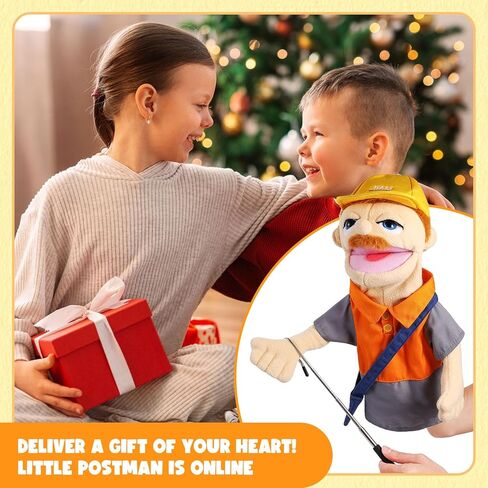 Role Play Hand Puppets Plush with Control Rod Chef Doctor Fireman Pirate Detective Athlete Nurse Worker Hand Puppet Toys for Kids Storytelling Imaginative Pretend Play Teaching Preschool(Postman) in Kuwait