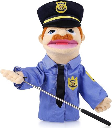 Role Play Hand Puppets Plush with Control Rod Chef Doctor Fireman Pirate Detective Athlete Nurse Worker Hand Puppet Toys for Kids Storytelling Imaginative Pretend Play Teaching Preschool(Postman) in Kuwait