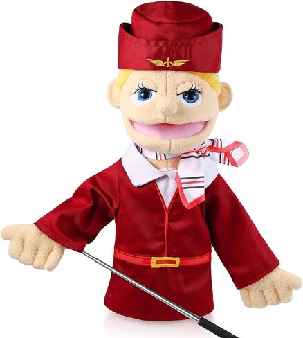 Role Play Hand Puppets Plush with Control Rod Chef Doctor Fireman Pirate Detective Athlete Nurse Worker Hand Puppet Toys for Kids Storytelling Imaginative Pretend Play Teaching Preschool(Postman) in Kuwait
