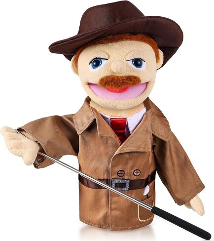 Role Play Hand Puppets Plush with Control Rod Chef Doctor Fireman Pirate Detective Athlete Nurse Worker Hand Puppet Toys for Kids Storytelling Imaginative Pretend Play Teaching Preschool(Postman) in Kuwait