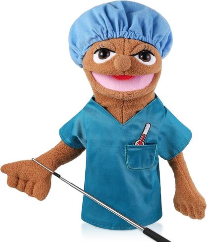 Role Play Hand Puppets Plush with Control Rod Chef Doctor Fireman Pirate Detective Athlete Nurse Worker Hand Puppet Toys for Kids Storytelling Imaginative Pretend Play Teaching Preschool(Postman) in Kuwait