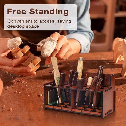 حامل منظم أدوات نحت الخشب، تخزين لـ 16 سكاكين تبييض - رف مع شبكة كبيرة واحدة، 15 شبكة صغيرة، تخزين ورشة العمل، منظم أدوات النجارة، عتيق in Kuwait