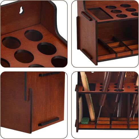 حامل منظم أدوات نحت الخشب، تخزين لـ 16 سكاكين تبييض - رف مع شبكة كبيرة واحدة، 15 شبكة صغيرة، تخزين ورشة العمل، منظم أدوات النجارة، عتيق in Kuwait