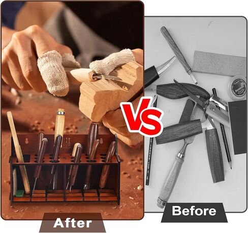 حامل منظم أدوات نحت الخشب، تخزين لـ 16 سكاكين تبييض - رف مع شبكة كبيرة واحدة، 15 شبكة صغيرة، تخزين ورشة العمل، منظم أدوات النجارة، عتيق in Kuwait