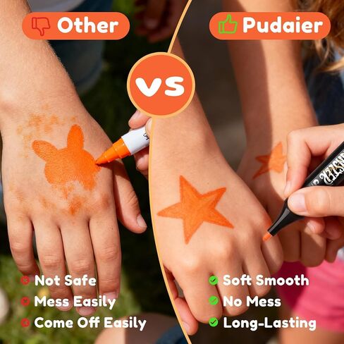 Pudaier 4-IN-1 Temporary Tattoo, Face Painting Maker For Skin, 4 Colors Washable Face Body Painting Pen Kit, Halloween Facepaint Makeup, DIY Creativity Party Christmas Decorations. in Saudi Arabia