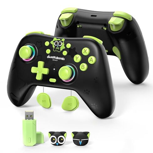 GeekShare Switch Pro Controller,Hall Effect Joysticks (Zero Drift), Tri-Mode (BT/2.4G/Wired), 6-Axis Gyro, Dual Vibration, 1000mAh Luo Xiao Hei Controller for Switch 2/1/OLED/Lite, PC, Android, iOS Device in Saudi Arabia