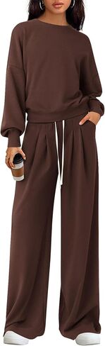 PRETTYGARDEN Womens 2 Piece Sets Long Sleeve Sweatshirt Wide Leg Pants Loose Matching Lounge Set Trendy Fall Outfits in Saudi Arabia