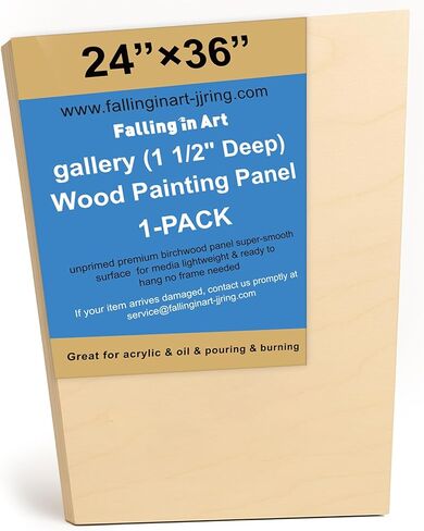 مجموعة واحدة من لوحات قماش خشبية شبه منحرفة غير مكتملة من Falling in Art، لوحات من خشب البتولا مقاس 24 × 36، لوحات مهد فنية عميقة مقاس 1 1/2 بوصة لطلاء الأكريليك والصب والحرق in Saudi Arabia