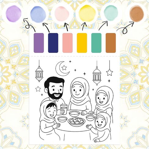 فانسي لاند 24 حزمة من هدايا رمضان للأطفال كتاب تلوين مائي مع كتب مائية عيد مبارك مجموعات الحرف الإسلامية للفصول الدراسية وأنشطة الفصل الدراسي هدايا الحفلات بالجملة in Saudi Arabia