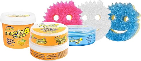 Scrub Daddy Sponges + Household Cleaning Supplies Bundle - PowerPaste Cleaning Putty, Tangerine Clean, PowErase Gel All Purpose Cleaner & Scrub Mommy (3 Pastes & 3 Sponges) in Saudi Arabia