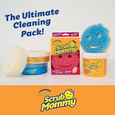 Scrub Daddy Sponges + Household Cleaning Supplies Bundle - PowerPaste Cleaning Putty, Tangerine Clean, PowErase Gel All Purpose Cleaner & Scrub Mommy (3 Pastes & 3 Sponges) in Saudi Arabia
