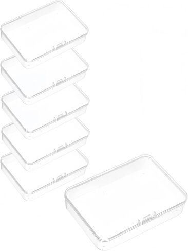 luvilly6 Pack Small Plastic Boxes, Mini Storage Box for Crafts Collecting, Small Plastic Boxes with Hinged Lids（3.35"*2.36"*0.98"） in Kuwait