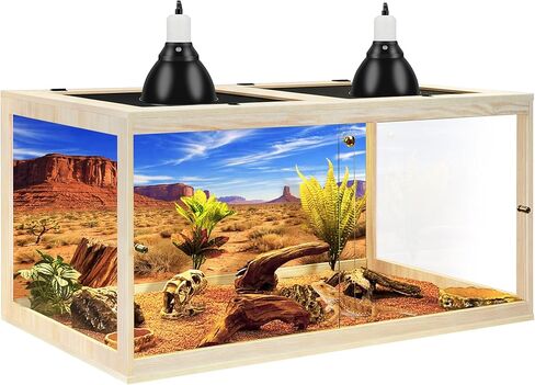 PROLEE 120 Gallon Bearded Dragon Tank, Tempered Glass Reptile Tank with Mesh Roof and Front Sliding Door, Anti-Scratch Lizard Tank, 4X2X2 Reptile Encloure, 48“L x 24"W x 24" H (Black) in Saudi Arabia