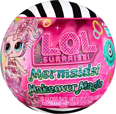 LOL Surprise Mermaids Makeover Magic Tots مع مكياج ملمع شفاه يمكن ارتداؤه بنفسك لك ولدميتك، لعب ممتع في الماء، هدية للأطفال من سن 4 سنوات فما فوق in Kuwait