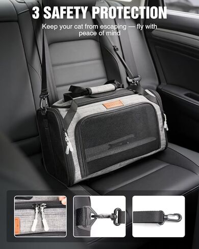 حامل الحيوانات الأليفة القابل للتوسيع من الأعلى والجانبي من PETUX للحيوانات الأليفة الصغيرة التي يصل وزنها إلى 11 رطلاً - 17 × 11 × 9.5 بوصة، مقعد سفلي، حامل كلب للقطط معتمد من شركة الطيران مع مشبك أمان وشبكة مضادة للخدش - رمادي in Kuwait
