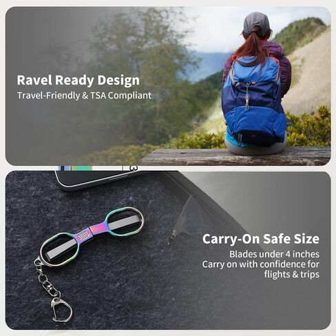 قطعتان من مقص صغير قابل للطي من الفولاذ المقاوم للصدأ، تصميم جيب قابل للطي آمن ومحمول، شارة صغيرة مع سلسلة مفاتيح، مقص سفر قابل للسحب من الجيل الثالث للمنزل والمكتب والحرف اليدوية والخياطة in Kuwait