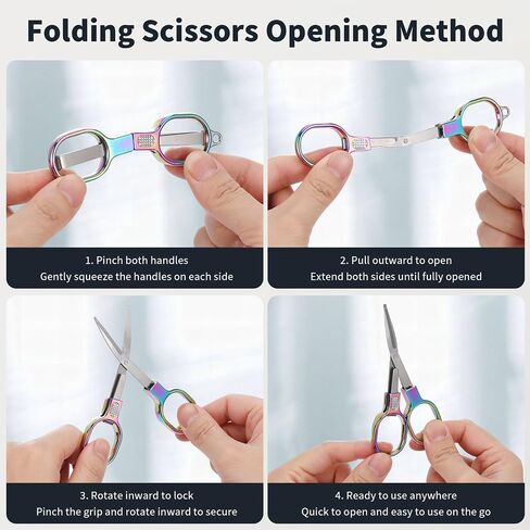 قطعتان من مقص صغير قابل للطي من الفولاذ المقاوم للصدأ، تصميم جيب قابل للطي آمن ومحمول، شارة صغيرة مع سلسلة مفاتيح، مقص سفر قابل للسحب من الجيل الثالث للمنزل والمكتب والحرف اليدوية والخياطة in Kuwait